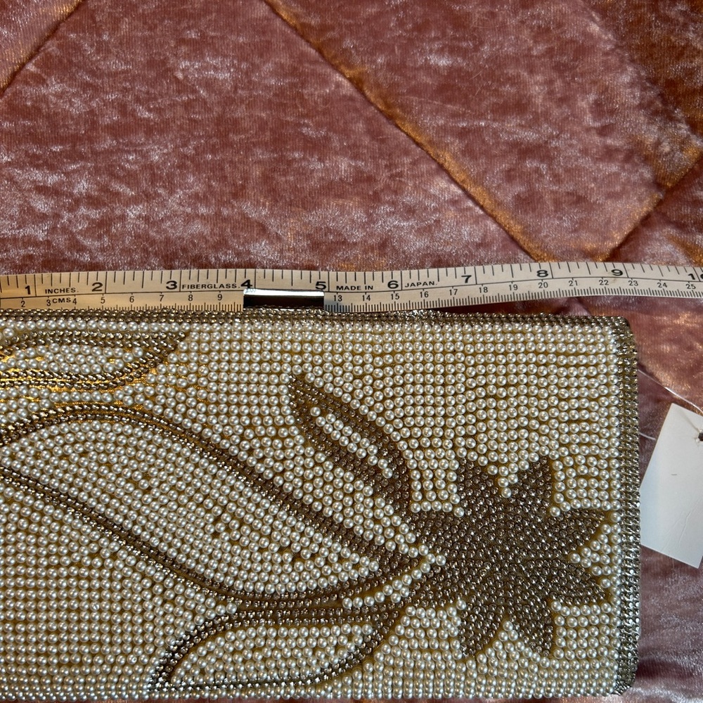 Elegant Pearl-Embellished Evening Clutch with Chain Strap Formal Wedding Prom - Picture 8 of 11